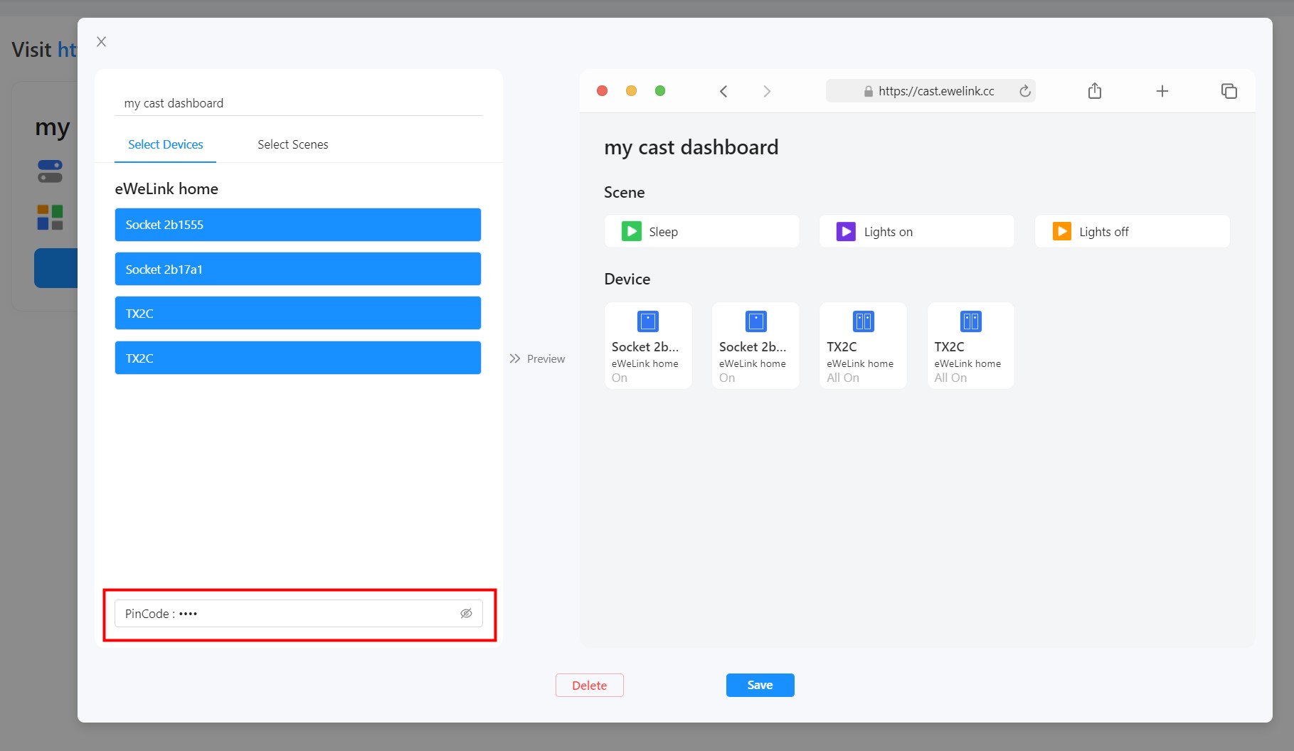 How to prevent others from switching your Cast dashboards? eWeLink