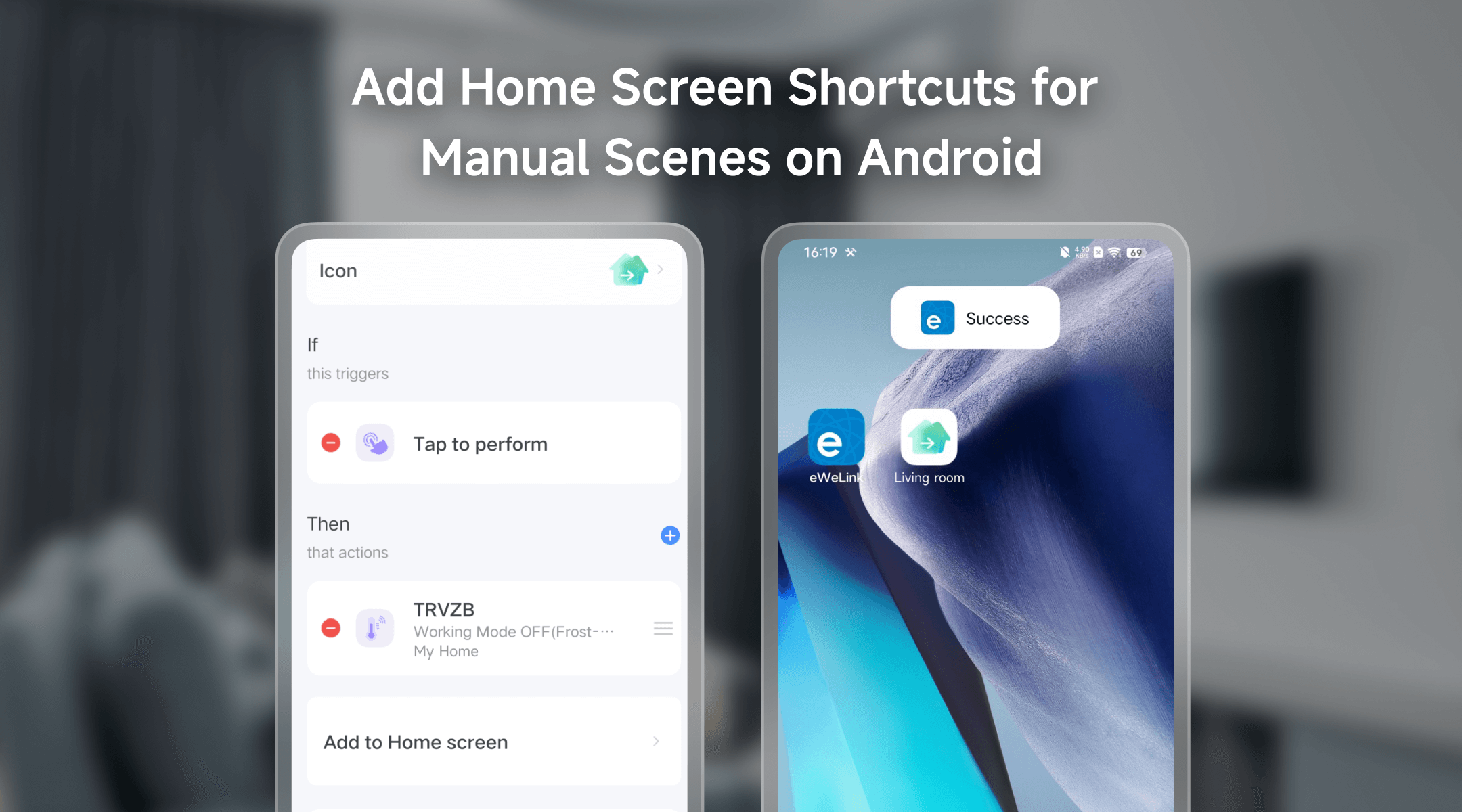 Home Screen Shortcuts for Manual Scenes